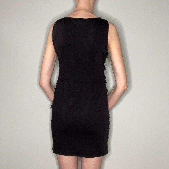 Alfani Sleeveless Flutter Front Flapper Style Mini Dress 4 LBD Black Dress Short - Picture 2 of 12